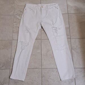 FRAME white distressed Le Garçon jeans, $248.00